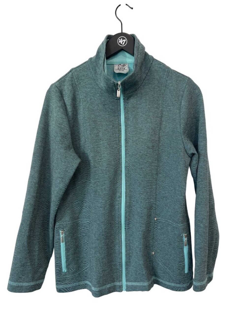 Cafe Au Lait Jacket Medium Full Zip Long Sleeve Seafoam Green Travel Athleisure